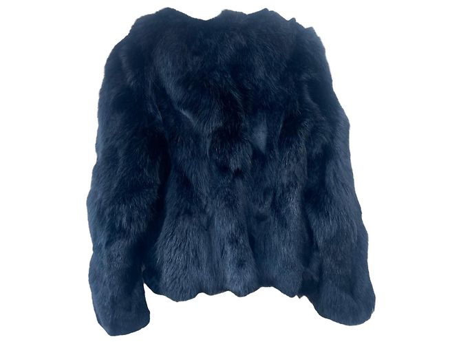 Blouson court col rond Joseph 38 fourrure de coyote noir - vue 2