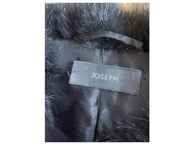 Blouson court col rond Joseph 38 fourrure de coyote noir - vue 3