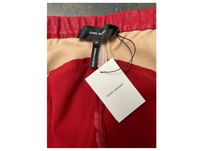Isabel Marant Lederhose in Rot und Ecru Roh - Ansicht 2