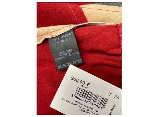 Isabel Marant Lederhose in Rot und Ecru Roh - Ansicht 3