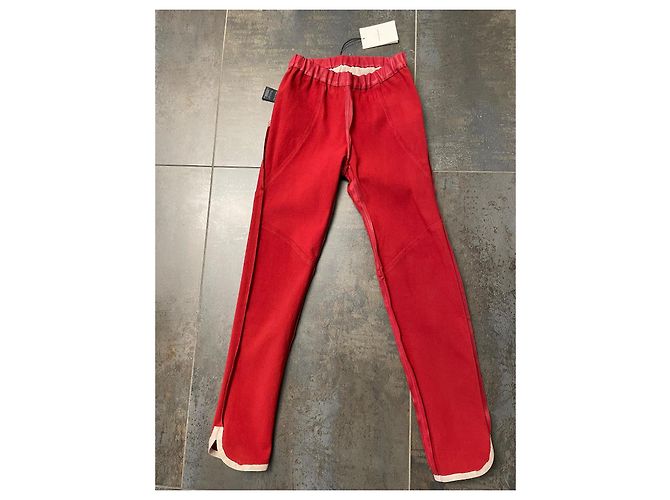 Isabel Marant Lederhose in Rot und Ecru Roh - Ansicht 6