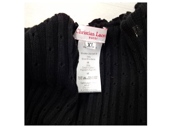 Schwarzer Seidenpullover Christian Lacroix Bazar - Ansicht 3