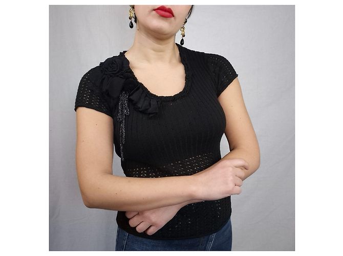 Schwarzer Seidenpullover Christian Lacroix Bazar - Ansicht 4