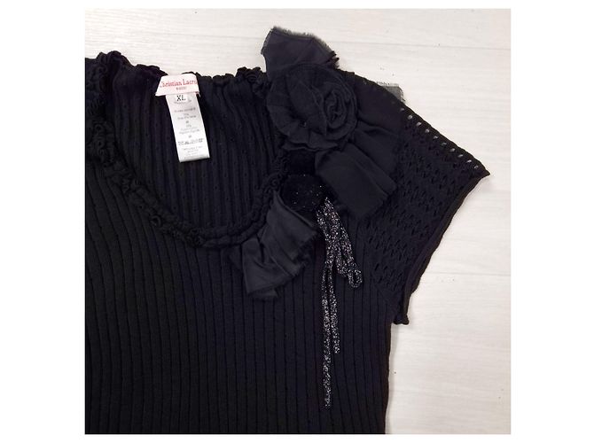 Schwarzer Seidenpullover Christian Lacroix Bazar - Ansicht 6