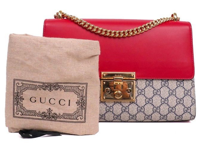 GUCCI - Borsa a spalla Padlock Gucci in tela monogrammata Rosso - vista 11