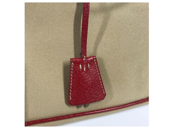 Tote Sac à main Prada BN0081 en plaque triangulaire bicolore Rouge Beige - vue 13