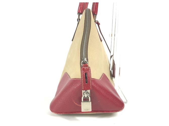 Tote Sac à main Prada BN0081 en plaque triangulaire bicolore Rouge Beige - vue 3