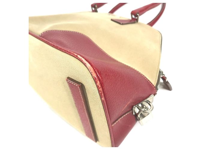 Tote Sac à main Prada BN0081 en plaque triangulaire bicolore Rouge Beige - vue 5