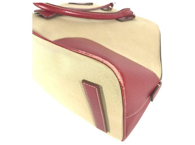 Tote Sac à main Prada BN0081 en plaque triangulaire bicolore Rouge Beige - vue 6