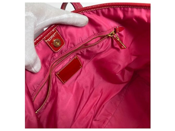 Borsa tote in nylon e pelle rosa Prada - vista 12