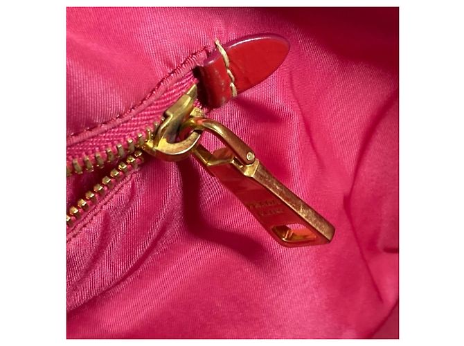 Borsa tote in nylon e pelle rosa Prada - vista 14
