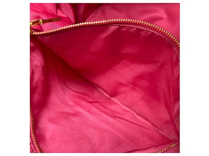 Borsa tote in nylon e pelle rosa Prada - vista 15
