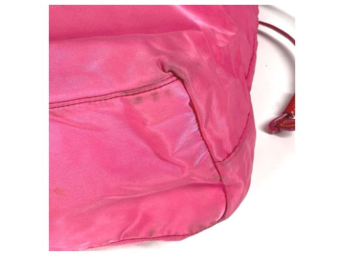 Borsa tote in nylon e pelle rosa Prada - vista 5