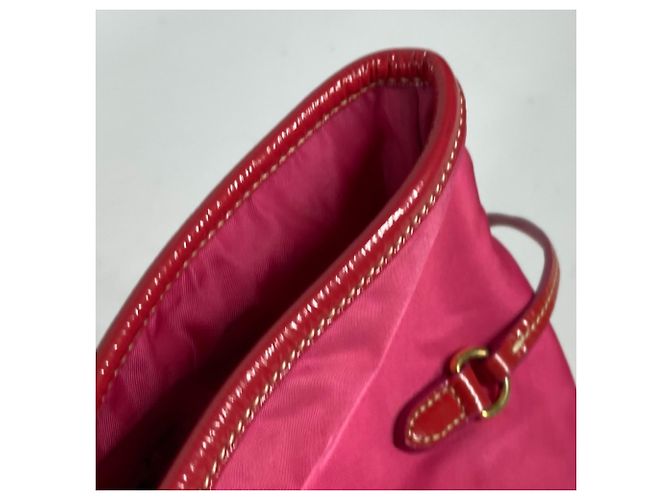 Borsa tote in nylon e pelle rosa Prada - vista 8