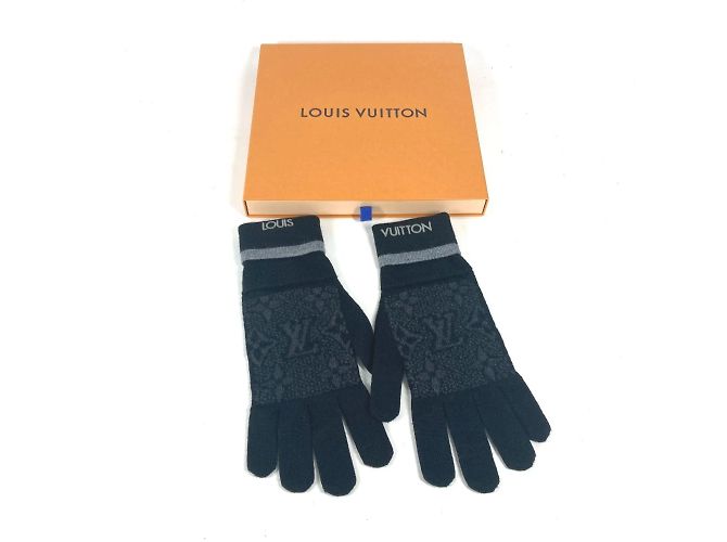 Louis Vuitton Gong Mai Monogram Eclipse Handschuhe Braun Schwarz - Ansicht 9