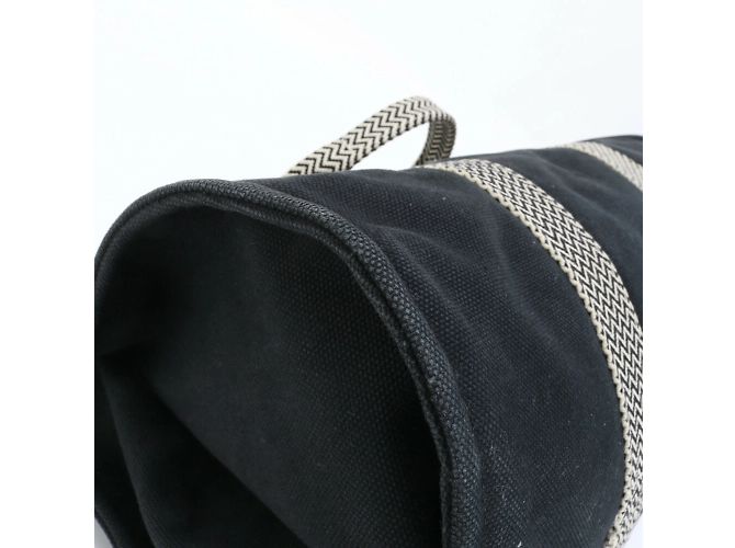 Hermès Hermes Cannes MM Leder-Canvas-Tote-Bag Schwarz - Ansicht 10