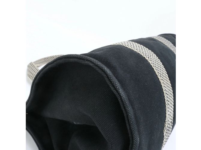 Hermès Hermes Cannes MM Leder-Canvas-Tote-Bag Schwarz - Ansicht 7