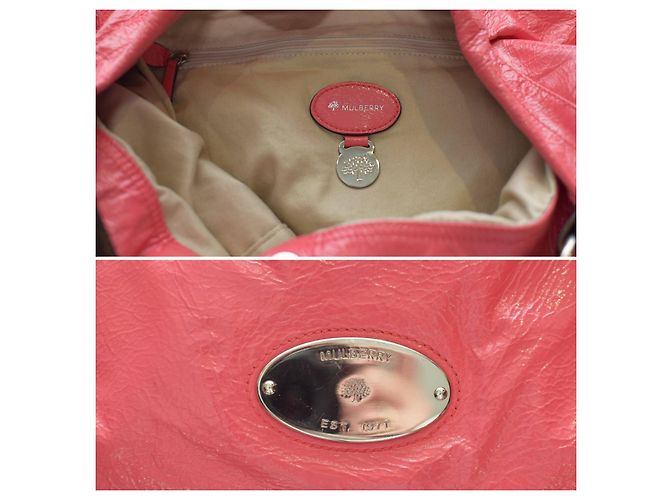 Borsa hobo Mulberry Mitzy in pelle verniciata rosa - vista 7