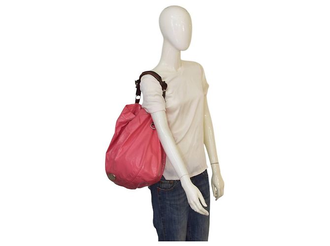 Borsa hobo Mulberry Mitzy in pelle verniciata rosa - vista 9