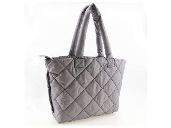 Autre Marque Folli Follie gesteppte Nylon-Tote Tasche grau - Ansicht 3