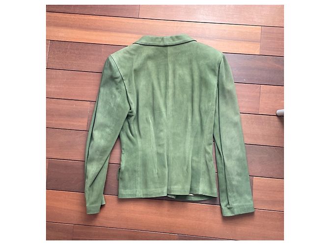 Autre Marque Extension de Furs Ettex Paris Wildlederjacke Engelshaut Grün Khaki - Ansicht 10