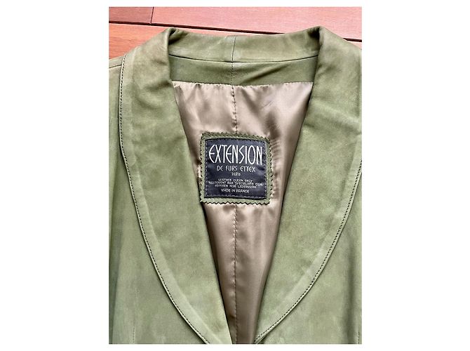 Autre Marque Extension de Furs Ettex Paris Wildlederjacke Engelshaut Grün Khaki - Ansicht 6
