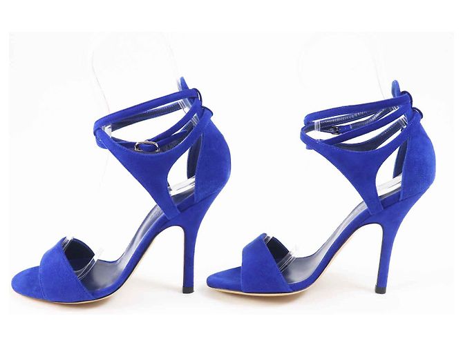 Hermès Sandali in pelle scamosciata HERMES blu 35,5 - vista 4
