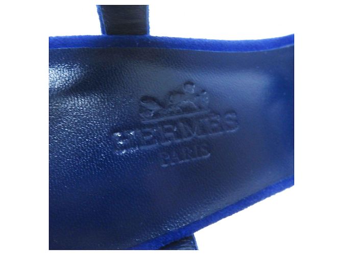Hermès Sandali in pelle scamosciata HERMES blu 35,5 - vista 8