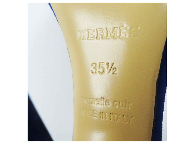 Hermès Sandali in pelle scamosciata HERMES blu 35,5 - vista 9