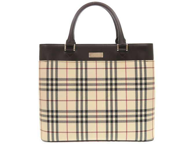 Burberry Nova Check Canvas Leder Handtasche Beige Dunkelbraun - Ansicht 2