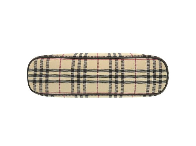 Burberry Nova Check Canvas Leder Handtasche Beige Dunkelbraun - Ansicht 4