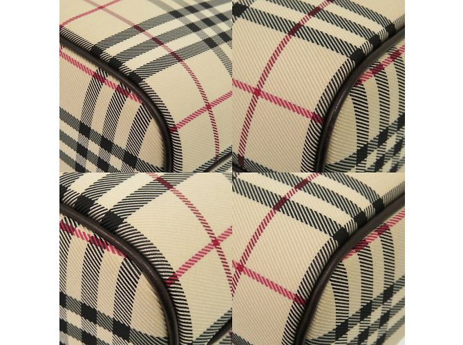 Burberry Nova Check Canvas Leder Handtasche Beige Dunkelbraun - Ansicht 5