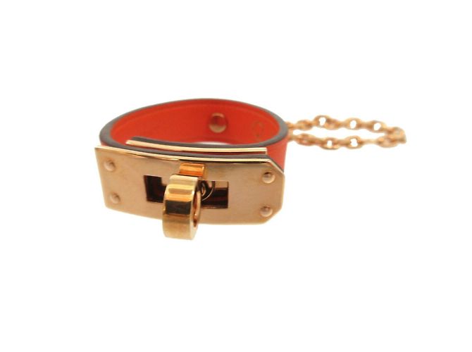 Portachiavi guanto Kelly di Hermès D'oro Arancione - vista 2