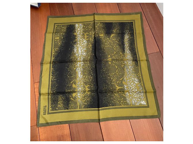Autre Marque Foulard quadrato in seta Taifun 52x52 Verde Oliva Khaki - vista 2