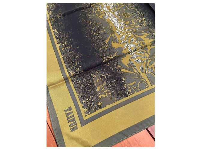 Autre Marque Foulard quadrato in seta Taifun 52x52 Verde Oliva Khaki - vista 3