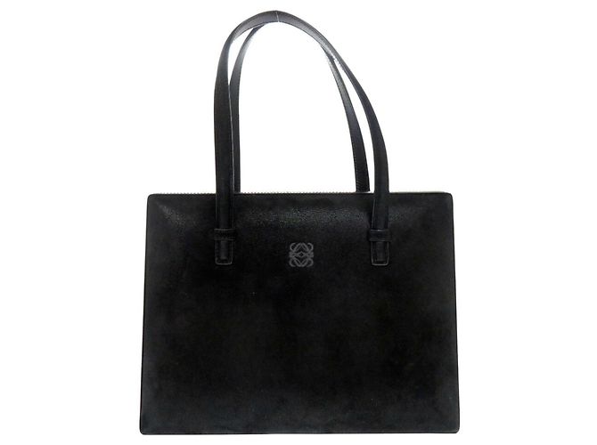 Borsa Loewe Anagram in suede/pelle nera Nero - vista 2
