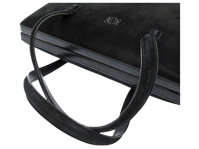 Borsa Loewe Anagram in suede/pelle nera Nero - vista 6