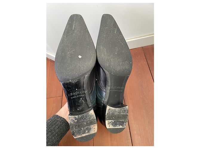 Heschung Richelieu scarpe stringate in pelle nero e blu - vista 9