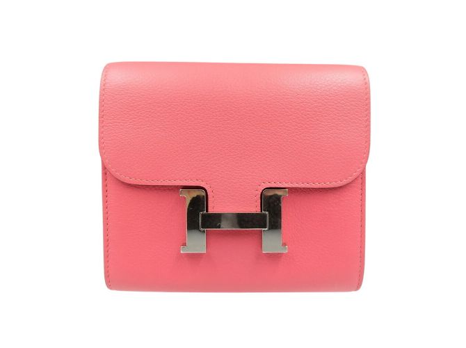 Hermès Portafoglio compatto Hermes Constance C Stamp Evercolor Rose Azalee Pink Rosa - vista 2