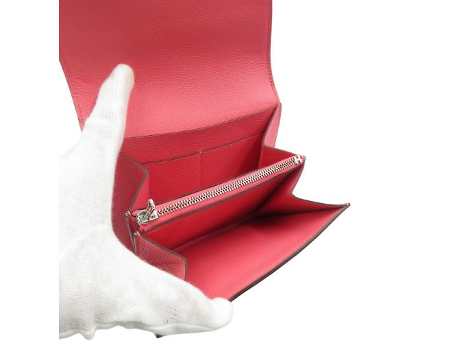 Hermès Portafoglio compatto Hermes Constance C Stamp Evercolor Rose Azalee Pink Rosa - vista 4