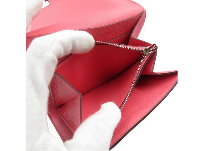 Hermès Portafoglio compatto Hermes Constance C Stamp Evercolor Rose Azalee Pink Rosa - vista 5