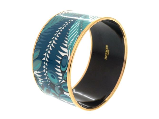 Bracciale cloisonné verde e bianco di Hermès - vista 2