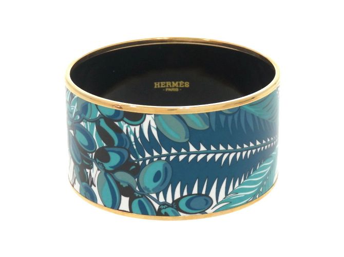 Bracciale cloisonné verde e bianco di Hermès - vista 3