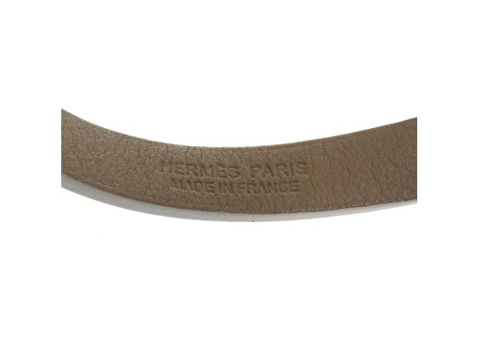 Hermès Medor Double Tour Lederarmband Weiß Taupe - Ansicht 5