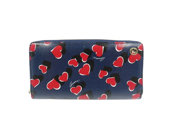 Gucci Heart Leder Langbörse Schwarz Rot Marineblau - Ansicht 2