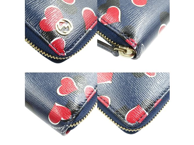 Gucci Heart Leder Langbörse Schwarz Rot Marineblau - Ansicht 8