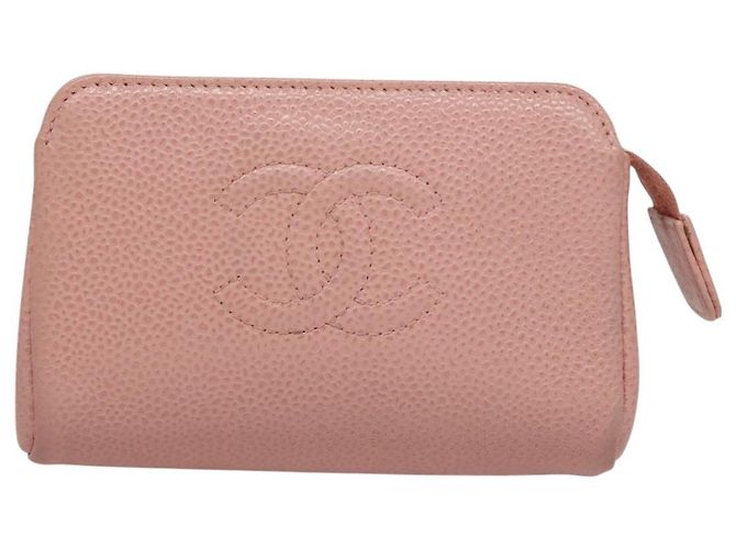 Pochette CHANEL Pelle Caviar Rosa Oro CC Auth 101855 D'oro - vista 13