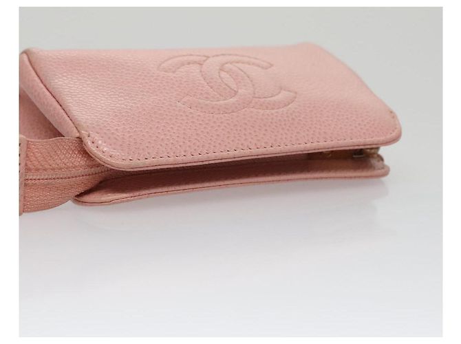 Pochette CHANEL Pelle Caviar Rosa Oro CC Auth 101855 D'oro - vista 5