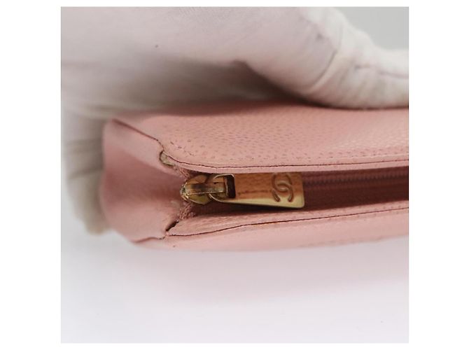 Pochette CHANEL Pelle Caviar Rosa Oro CC Auth 101855 D'oro - vista 8