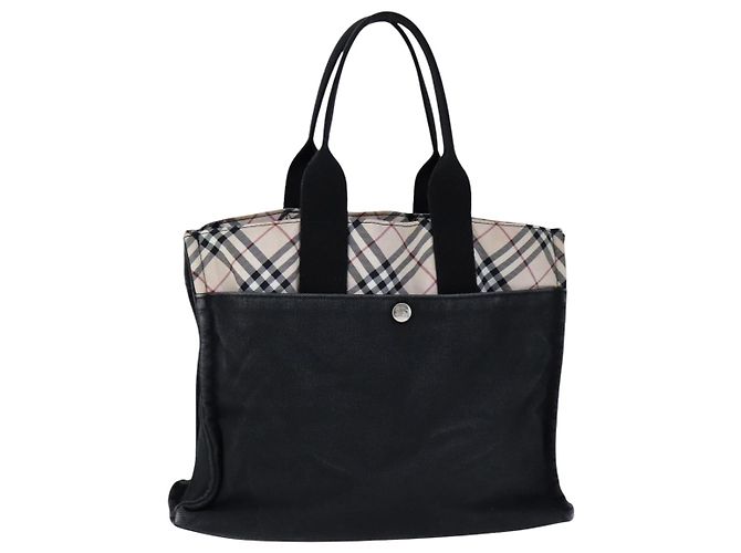 Burberry Blue Label Nova Check Tote Bag Canvas Schwarz Beige Auth ti2485 - Ansicht 13